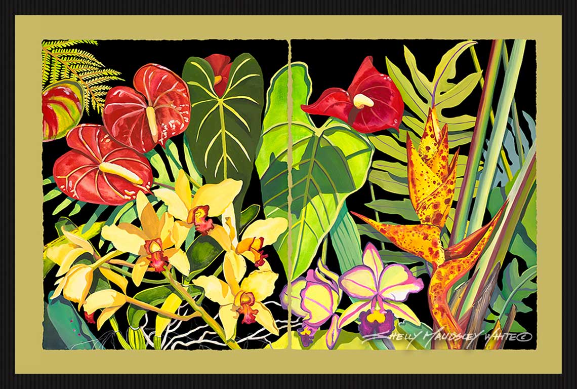 Colorful tropical flower painting